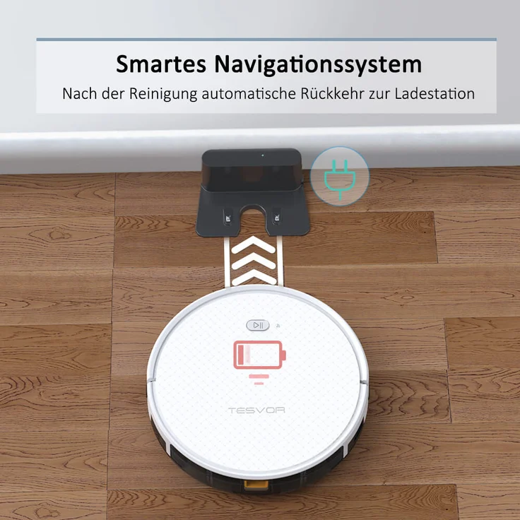 Tesvor X500 Pro Saugroboter mit Wischfunktion, 120 min Akkubetrieb, 1.800 Pa Saugleistung, intelligente Gyroskop-Navigation, Raumkarte in Echtzeit, weiß - Preisvergleich – Bild 6