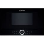 Bosch BFR634GB1 Serie 8 Mikrowelle, Einbaugerät, 900 Watt, 21 Liter Garraum, Türanschlag Rechts,7 voreingestellte Automatikprogramme, automatische Leistungsstufe nach Gewicht, schwarz