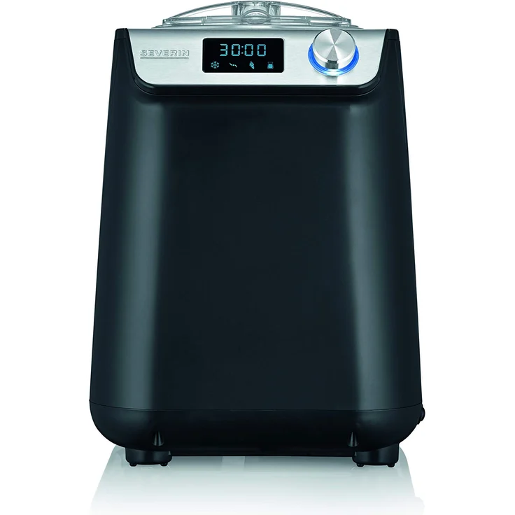 Severin EZ 7407 Kompakt-Eismaschine mit Kompressor, 1.2l Fassungsvermögen, hochwertiges Gehäuse Applikation, Innovative Joghurt-Funktion, 1,2L, silber, schwarz – Bild 2