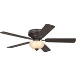 Westinghouse Lighting 132 cm Deckenventilator Everett 72154 mit Einzelleuchte und fünf Flügeln, Ausführung in Espresso mit Lampenschirm aus Scavoglas