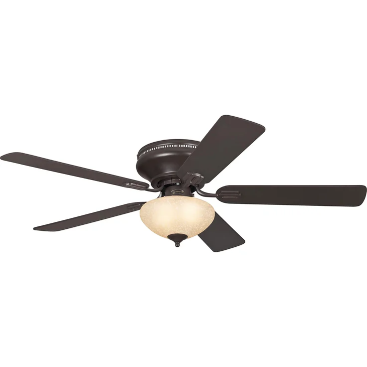 Westinghouse Lighting 132 cm Deckenventilator Everett 72154 mit Einzelleuchte und fünf Flügeln, Ausführung in Espresso mit Lampenschirm aus Scavoglas – Bild 1