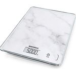 Soehnle Page Compact 300 Marble, digitale Küchenwaage, Marmormustern Gewicht bis zu 5 kg, Haushaltswaage mit patentierter Sensor-Touch-Funktion, elektronische Waage inkl. Batterien, grau