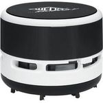 Wedo 20520101 Mini Tischstaubsauger, bürsten, Abschraubbarer Auffangbehälter Höhe circa 6, 3 cm, Durchmesser 8, 5 cm, inkl. Batterien, Schwarz- Weiß