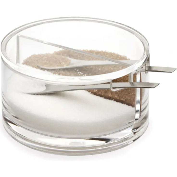 Balvi Zuckerdose doppelt 2 x 125 Gramm 11,5 cm Acryl - Edelstahl 3-teilig