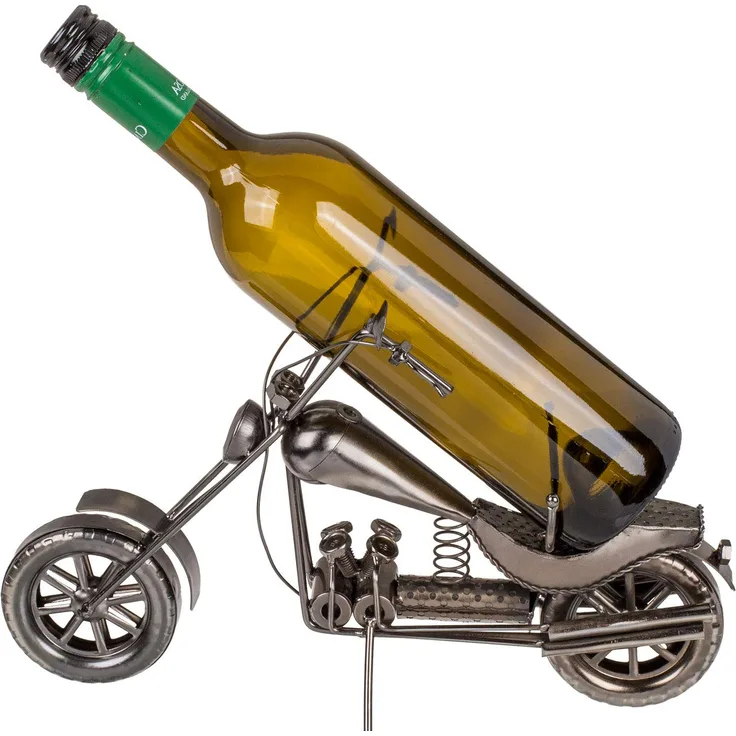 Out of the blue Flaschenhalter aus Metall, Motorrad II, ca. 32 x 22 cm, ideal als Deko und Geschenkverpackung, Mehrfarbig
