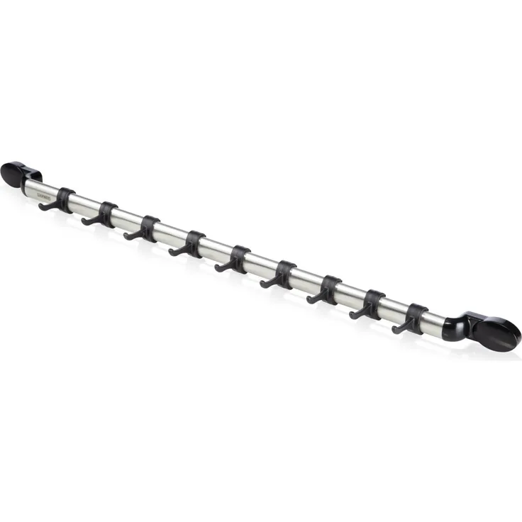 Leifheit Hakenleiste 63 cm, ideal zur dekorativen Aufbewahrung von Leifheit Küchenhelfern, Küchenleiste mit 9 verschiebbaren Haken, aus hochwertigem Edelstahl, Küchenhaken, Küchenutensilienhalter