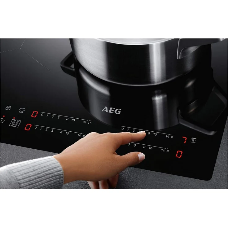 AEG IKE64450XB Induktionskochfeld, Einbau, Betriebsart elektrisch, Touch-Control, Anzahl Kochstellen 4, Breite 57,6 cm, Edelstahlrahmen, schwarz – Bild 2