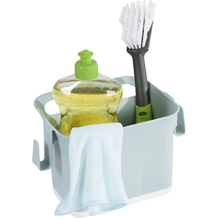 axentia Caddy Ordnungshelfer Spüle Spülbecken-Organizer für die Küche, Kunststoff, grau-weiß, ca. 22 x 13 x 14 cm