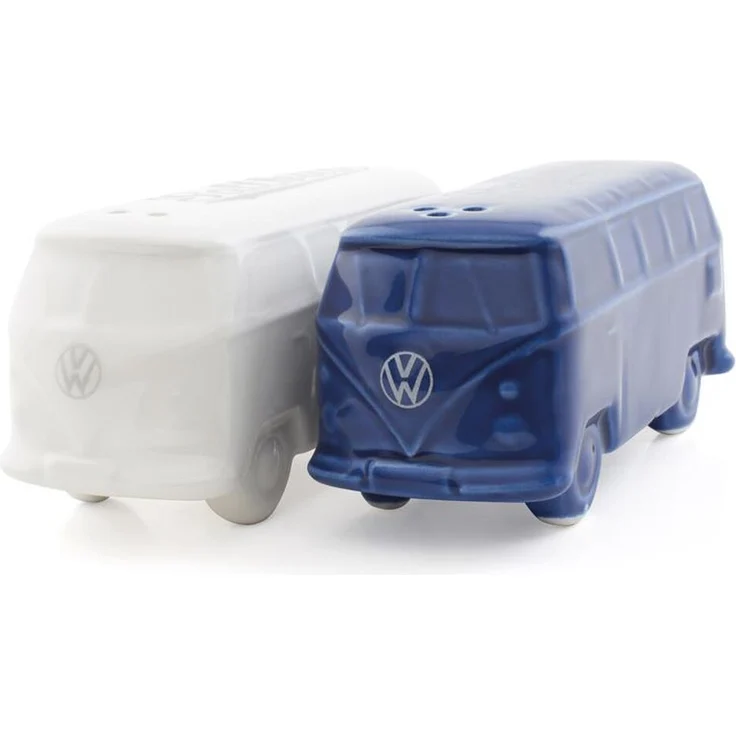 BRISA VW Collection - Volkswagen T1 Bulli Bus Salz- & Pfeffer-Streuer, Küchen-Tisch-Dekoration, VW-Fan-Geschenk-Idee (2ER Set- (Blau-Weiß) – Bild 1