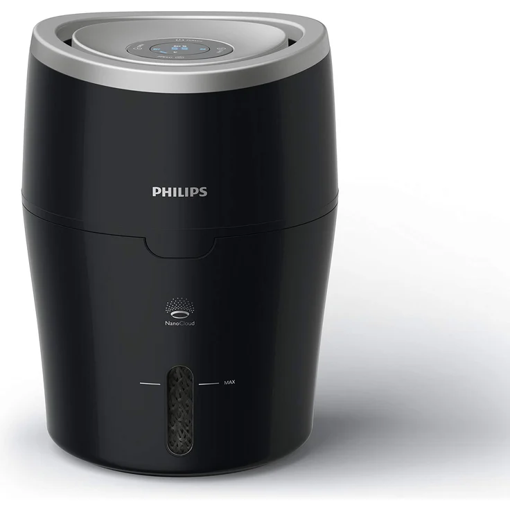 Philips Luftbefeuchter HU4814/10 (bis zu 40 m², hygienische NanoCloud-Technologie, leiser Nachtmodus, Automodus, 2 Liter Wasserbehälter) schwarz – Bild 1