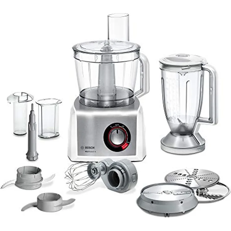 Bosch MC812S814 MultiTalent Kompakt-Küchenmaschine, Edelstahl gebürstet, XXL Rührschüssel 3.9 L, 1250 W, weiß