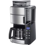 Russell Hobbs Kaffeemaschine mit integriertem Mahlwerk, Glaskanne 10 Tassen, digitaler programmierbarer Timer, 3-stufige Mahlgradeinstellung, 1000W, Filterkaffeemaschine für Kaffeebohnen Grind&Brew 25610-56