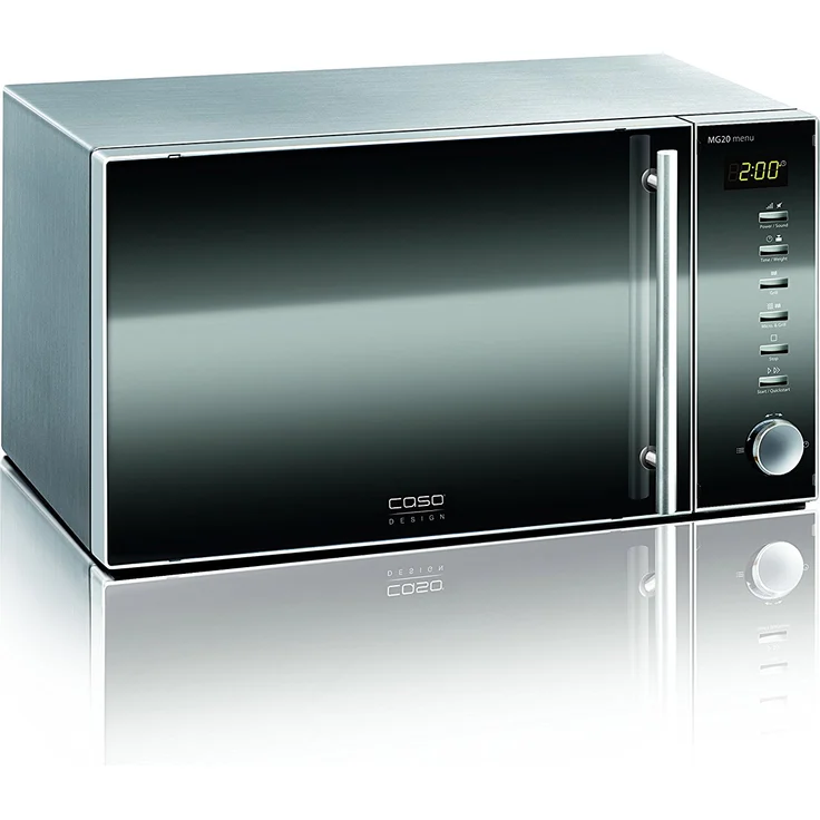 Caso MG20 menu Design Mikrowelle mit Grill 2in1 , Standgerät, 800 Watt, 20 Liter Garraum, Grill, 2 Kombiprogramme & 14 automatische Kochprogramme, Innenraum Edelstahl, Grün – Bild 2