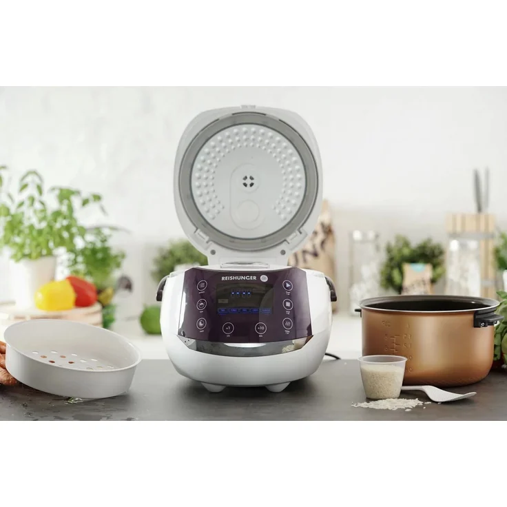 Reishunger Digitaler Reiskocher, 1,5 l Fassungsvermögen, 860 Watt, Warmhaltefunktion, Zubehör  – Bild 2
