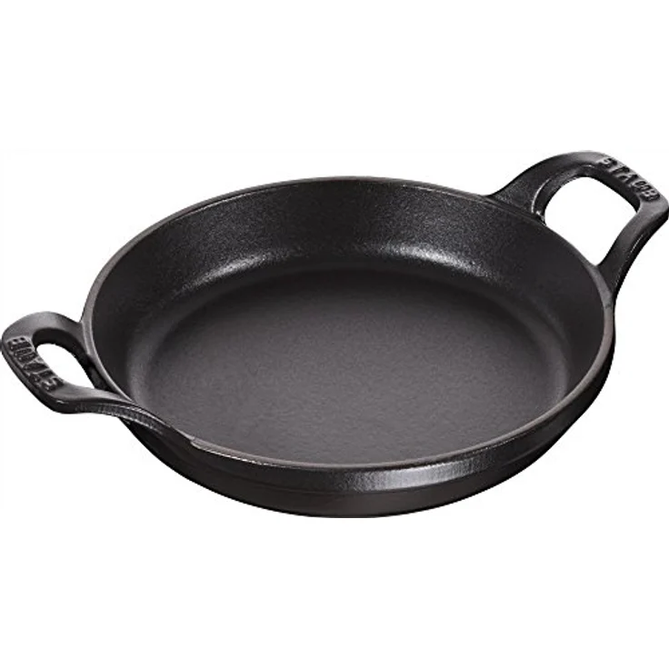 Staub 1302023 stapelbare Auflaufform, rund 20 cm, 0,75 L mit mattschwarzer lierung im Inneren der Auflaufform, schwarz – Bild 1