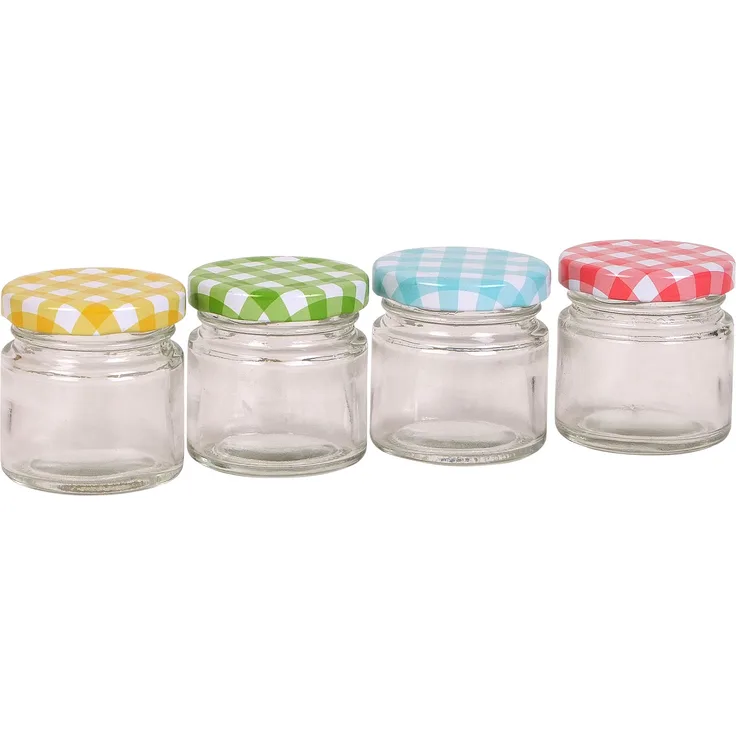 4 Mini-Marmeladengläser 60ml Gläschen Einmachglas Probiergläschen Schraubglas