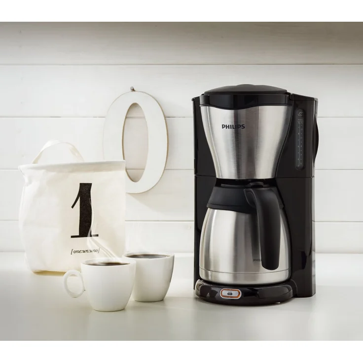 Philips HD7546-20 Gaia Filterkaffeemaschine mit Thermo-Kanne, schwarz-metall  – Bild 8