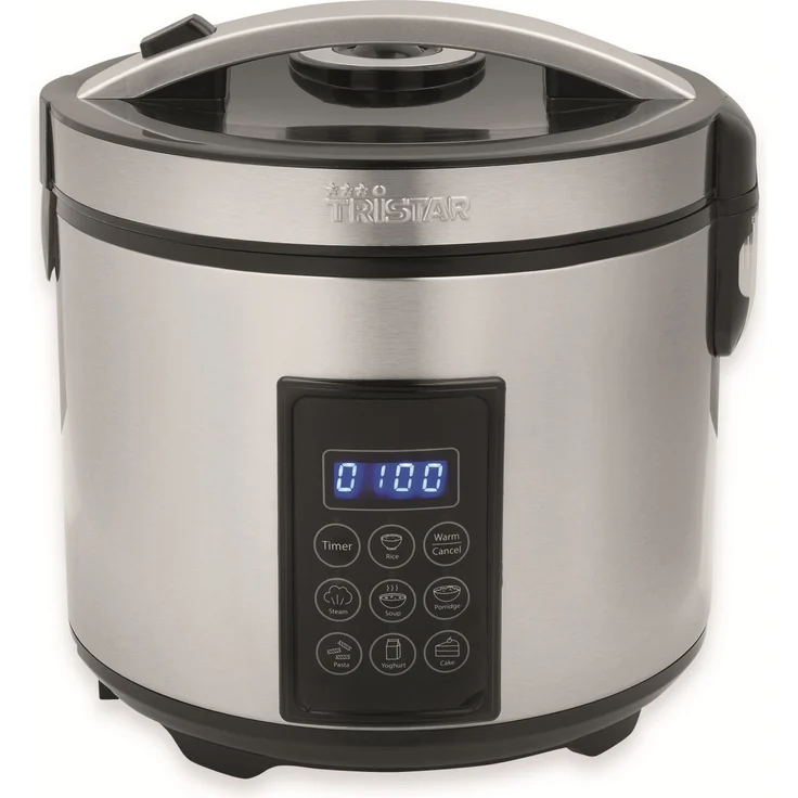 Tristar RK-6138, Reiskocher 2,2 L, 900 W, LCD-Display, Edelstahl – Bild 1
