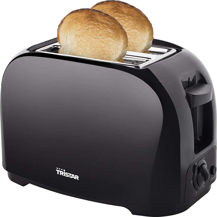 Tristar BR-1025 Toaster,  800W, 6 einstellbare Bräunungsstufen mit Brötchenaufsatz, herausnehmbares Krümmelfach, schwarz – Bild 1