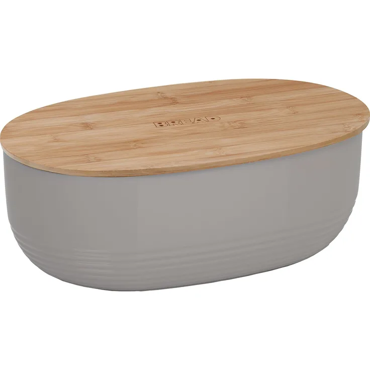 Kela 12062 Brotkasten, Schale mit Deckel, Kunststoff- Bambus, 37,5 x 23 x 14 cm, Namur, Opalgrau