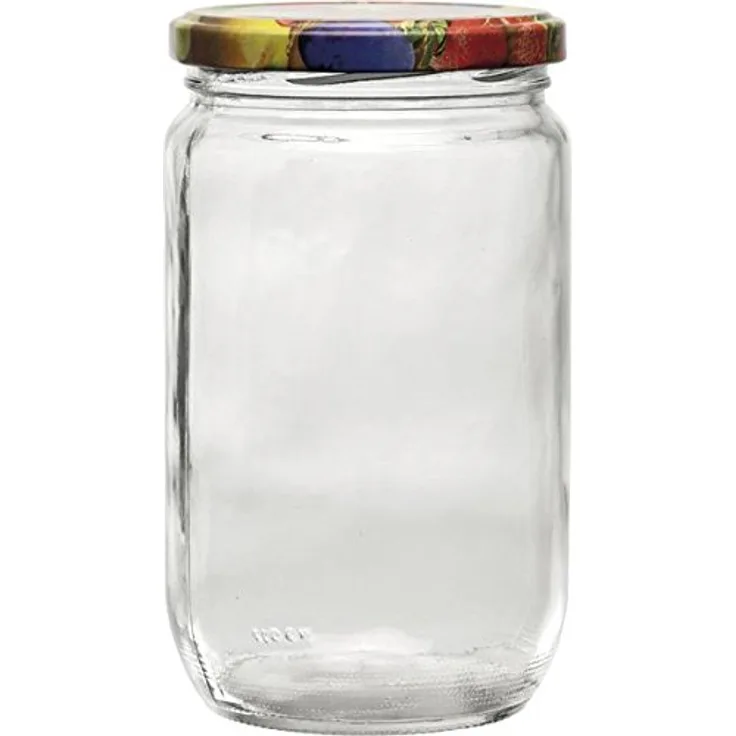6 Einmachgläser mit Twist-Off Verschluss - Deckel mit Obstdekor - Füllmenge: 720 ml - TO: 82 mm