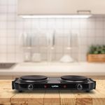 Grafner KP10880 Kochplatte doppelt 2000 Watt mit klappbaren Griffen Schwarz - Preisvergleich