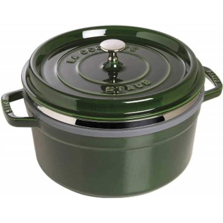STAUB Gusseisen Bräter-Cocotte, mit Dämpfeinsatz, rund 26 cm, 5,2 L, basilikum - grün – Bild 1