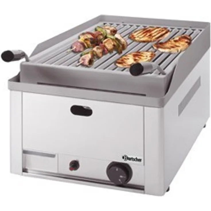 Bartscher Gas-Lavastein-Tischgrillgerät Grillrost 4.000 Watt Edelstahl