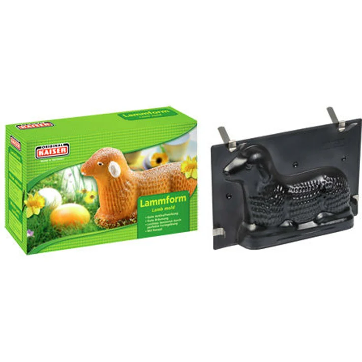 Kaiser 3D Backform Lamm, 0,7 l, antihaftbeschichtet, Lammform für Ostern, Befestigungsklammern Osterbackform – Bild 2
