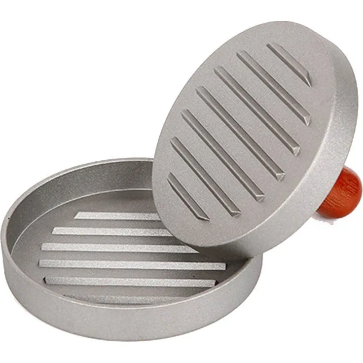 Eurosan H1 Hamburger-Presse für Burger Patties, inklusiv 100 Wachstrennscheiben, Durchmesser 11,5 cm, Aluminium, grau, 13.5 x 13.5 x 10 cm