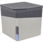 WENKO Raumentfeuchter Cube, Luftentfeuchter reduziert Schimmel und Gerüche, Auffangschale mit 1 kg Granulatblock nachfüllbar, fasst bis zu 1,6 l Feuchtigkeit, Maße (BHT): 16,5x15,7x16,5 cm, grau