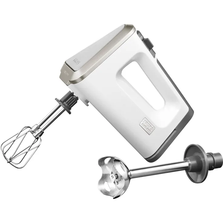 Krups GN 9031 3 Mix 9000 Handmixer, 500W, inkl. Rührbesen, Spiralkneter und Mixstab, weiß, silber