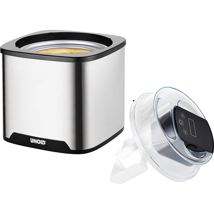 UNOLD 48855 EISMASCHINE Gelato, 1,5 L Volumen, ohne Kompressor, Sahneeiscreme in nur ca. 20-30 Minuten, Edelstahl-Schwarz – Bild 2