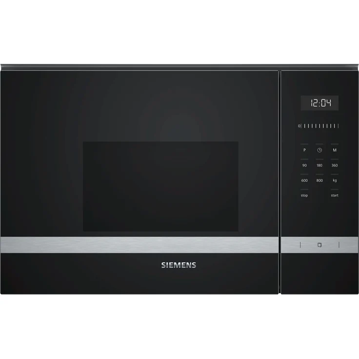 Siemens BF525LMS0 iQ500 Mikrowelle, Einbaugerät, 20L Garraum, 800 Watt, Elektronikuhr, lightConrol, Edelstahl, schwarz – Bild 1
