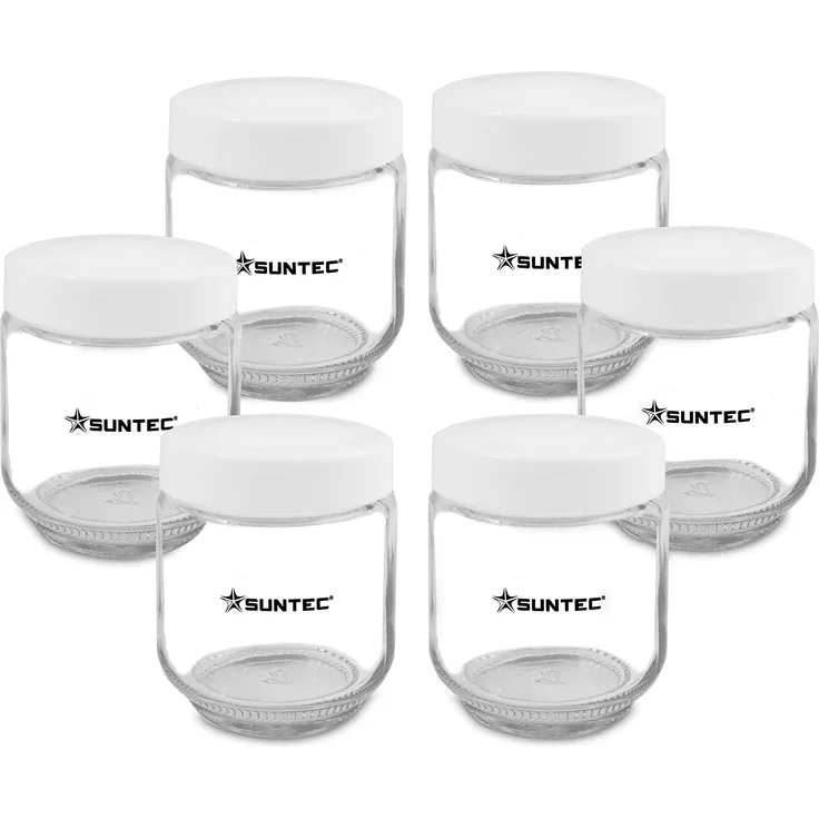 SUNTEC Joghurtmaker Gläser-Set YOG-CUP-6-SET-8687 [Zubehör-Set mit 6 Glasbehältern à 170 ml, inkl. Deckel, passend für Joghurtmaker YOG-8571 easy + YOG-8588 digital]