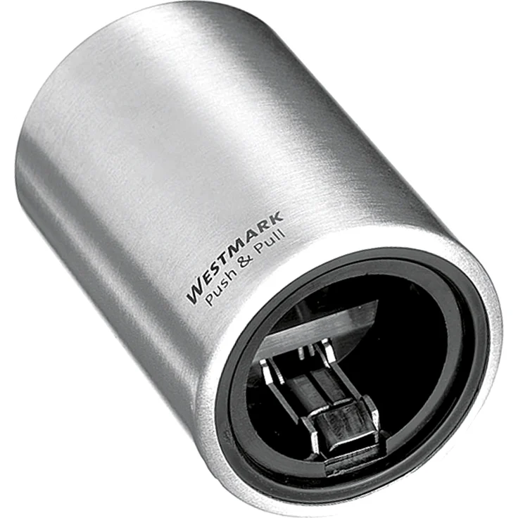 Westmark automatischer Flaschenöffner für Kronkorken-Flaschen, Material: gebürstetes Aluminium, Push&Pull-Automatik, Farbe: silber, Abmessungen: 5.3 x 5.3 x 8 cm – Bild 1