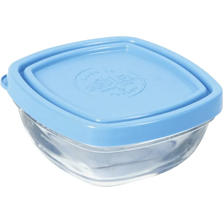 Duralex 9019 AM12 LYS Schälchen quadratisch mit Deckel Glas transparent-blau 9,2 cm