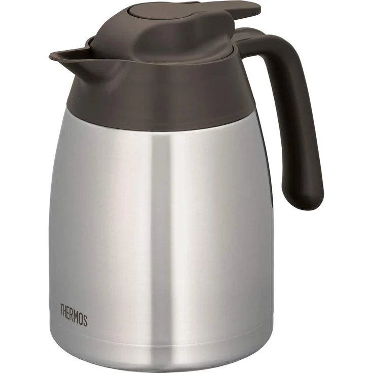 THERMOS 4026.205.100 Thermoskanne THV, Edelstahl mattiert 1,0 l, 12 Stunden heiß, 24 Stunden kalt, zerlegbarer Verschluss, BPA-Frei – Bild 1