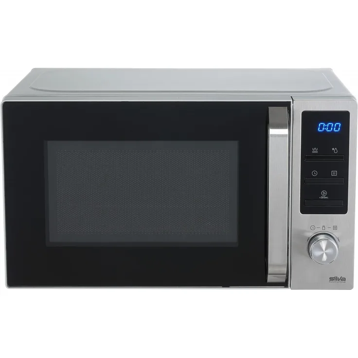 Silva Homeline MWG-E 20.8 INOX Mikrowelle mit Grill, Standgerät, 800 - 1000 Watt, beleuchtetes LCD Display, 20 Liter Garraum, 5 Leistungsstufen