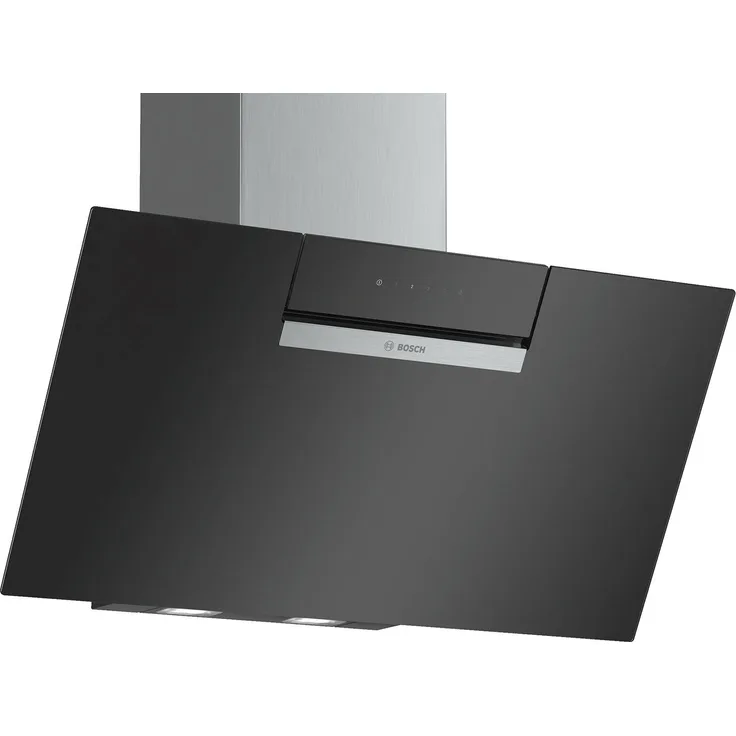 Bosch Serie 2 DWK87EM60, Motorhaube, Kamin abgewinkelt, Breite: 79 cm, Tiefe: 43.4 cm, Absaugung und Rückführung (mit zusätzlichem Rückführungsset), mit internem Motor, Schwarz