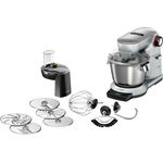 Bosch MUM9DX5S31 OptiMUM Küchenmaschine, 1500W, 7 Geschwindigkeiten, Waage, Durchlaufschnitzler, Smart Dough, 5,5 L Edelstahlschüssel, silber, Serie: MUM9