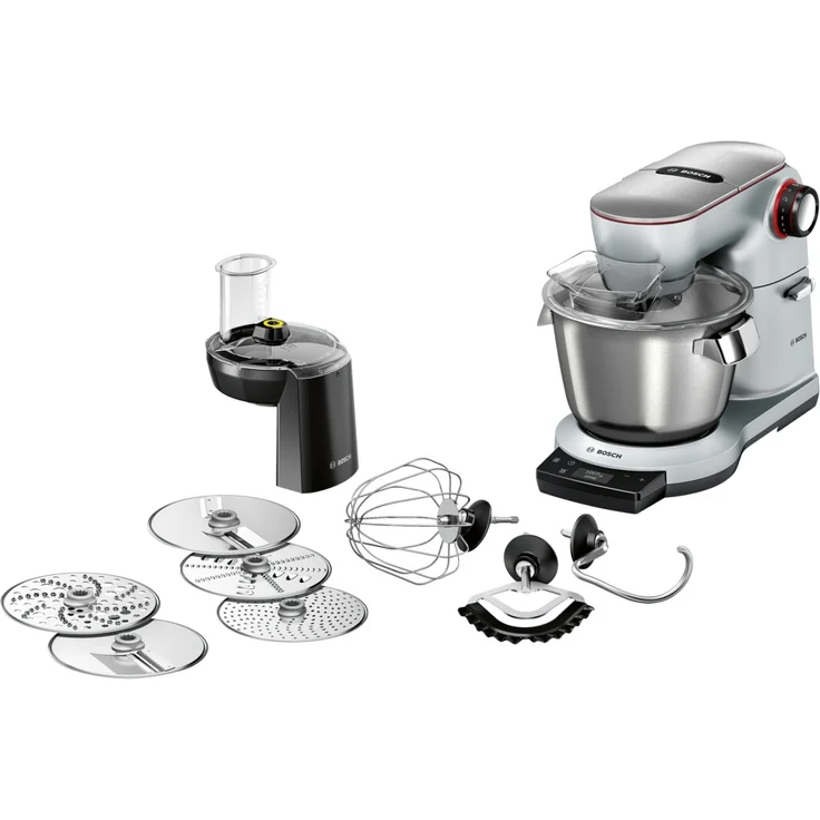 Bosch MUM9DX5S31 OptiMUM Küchenmaschine, 1500W, 7 Geschwindigkeiten, Waage, Durchlaufschnitzler, Smart Dough, 5,5 L Edelstahlschüssel, silber, Serie: MUM9 – Bild 1