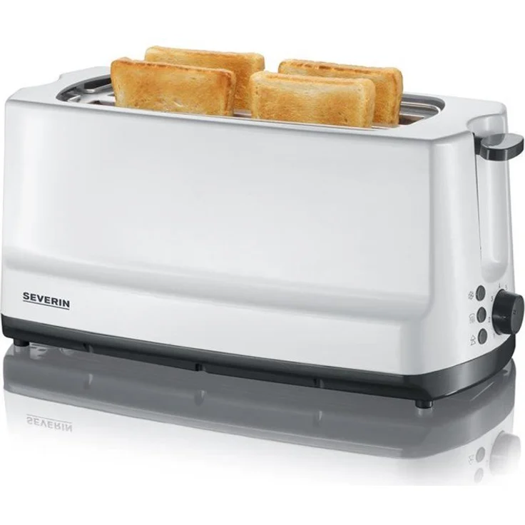 SEVERIN AT 2234 Automatik-Toaster (1.400 W, 2 Langschlitzkammern, Für bis zu 4 Brotscheiben) weiß-grau – Bild 1