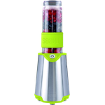 Trebs Smoothie to go Mixer und 2x 570ml Trinkbecher, praktisch für unterwegs, aus rostfreiem Edelstahl, leistungsstarke 300 Watt, grün und silber