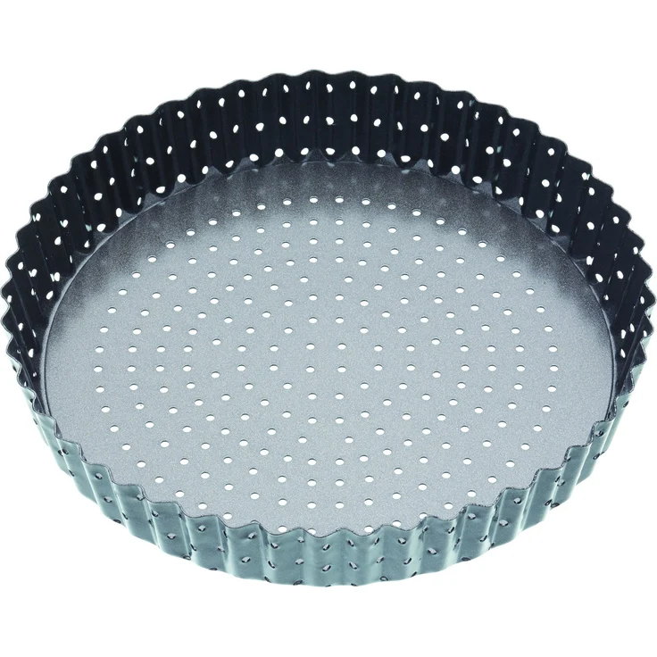 Kitchen Craft Crusty Bake Antihaft-Tortenbodenform-Quicheform mit gewelltem Rand und losem Boden, Stahl, Grau, 23 x 23 x 4.2 cm – Bild 1