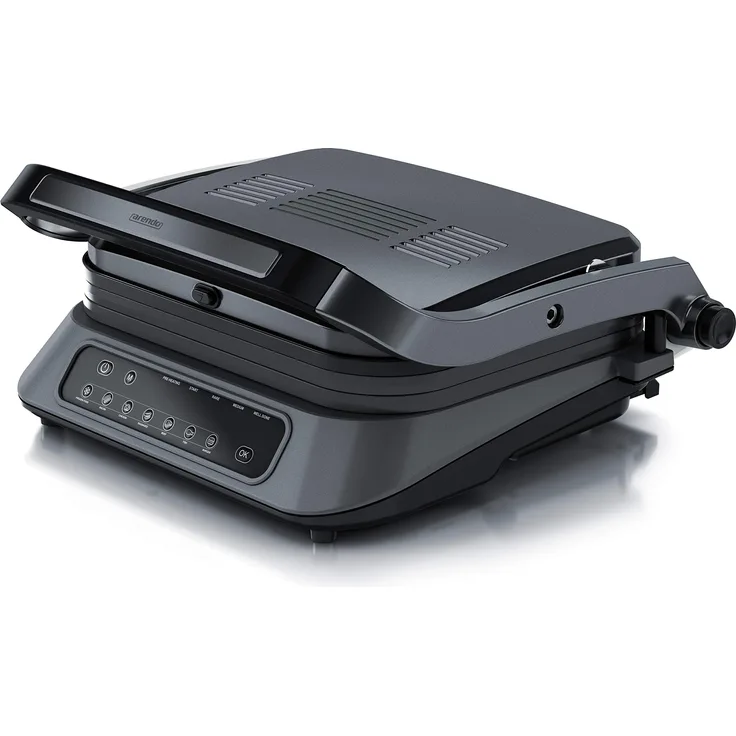 Arendo Kontaktgrill - Elektrogrill - elektrischer Tischgrill mit Digitalsteuerung 1900 W - Sandwichmaker - 7 Programme - antihaft beschichtetes Edelstahl - abnehmbare Platten Abtropfschale - GS