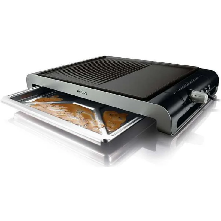 Philips HD4419-20 Tischgrill verschiedene Temperaturstufen, Antihaftbeschichtung, 2300 Watt schwarz-edelstahl – Bild 4