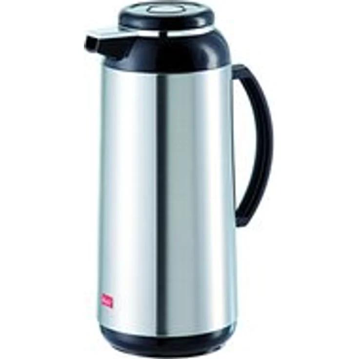 Melitta Isolierkanne mit Schraubverschluss, 1,9 l, ca. 15 Tassen, Glaskolben, Edelstahl, Silber-Schwarz