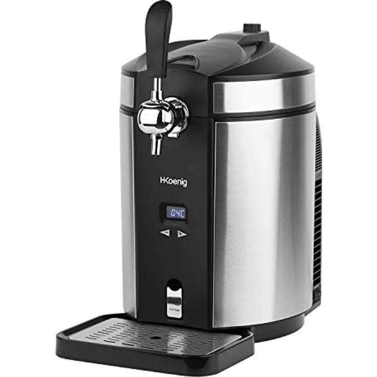 H.Koenig Bierzapfanlage BW1880 - kompatibel mit allen 5L Universal-Edelstahl-Druckfässern - integrierte Kühlung, Temperatur einstellbar zwischen 2°C und 12°C - 65 W - Rutschfeste Füße - Preisvergleich