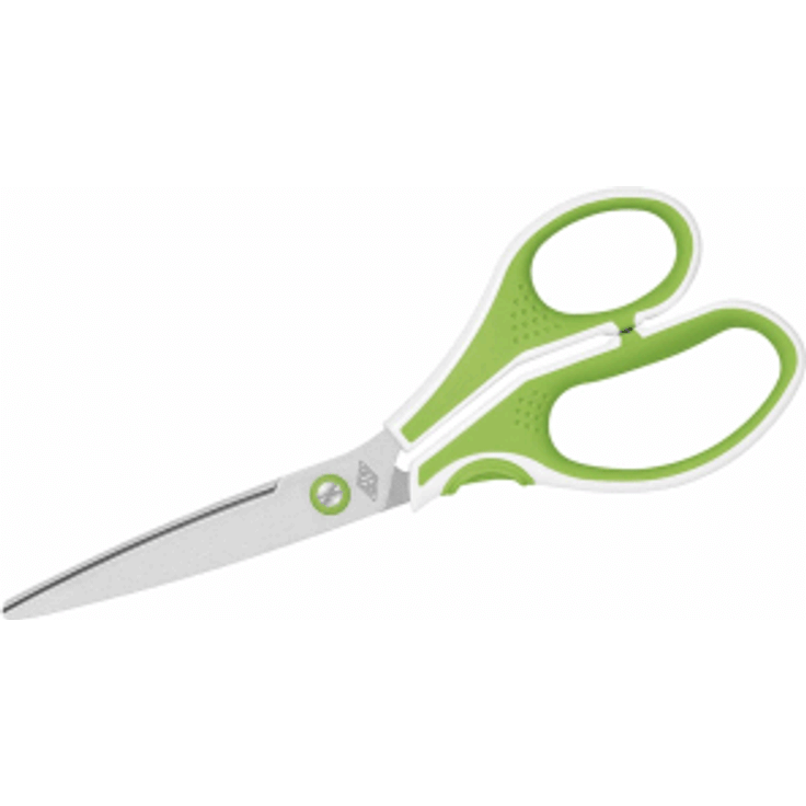 Wedo 9758011 Edelstahlschere Cut-it 2(1 cm gebürstet, Spezialschliff ergonomische Softtouch-griffe) hellgrün-weiß